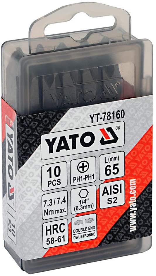Yato Yt-78160 De Screwdriver Bits 1/4Inch X65 Mm Ph1-Ph1 10 Pcs |Power Tools|Hand Tools|Industrial Tools|Screwdriver For Home