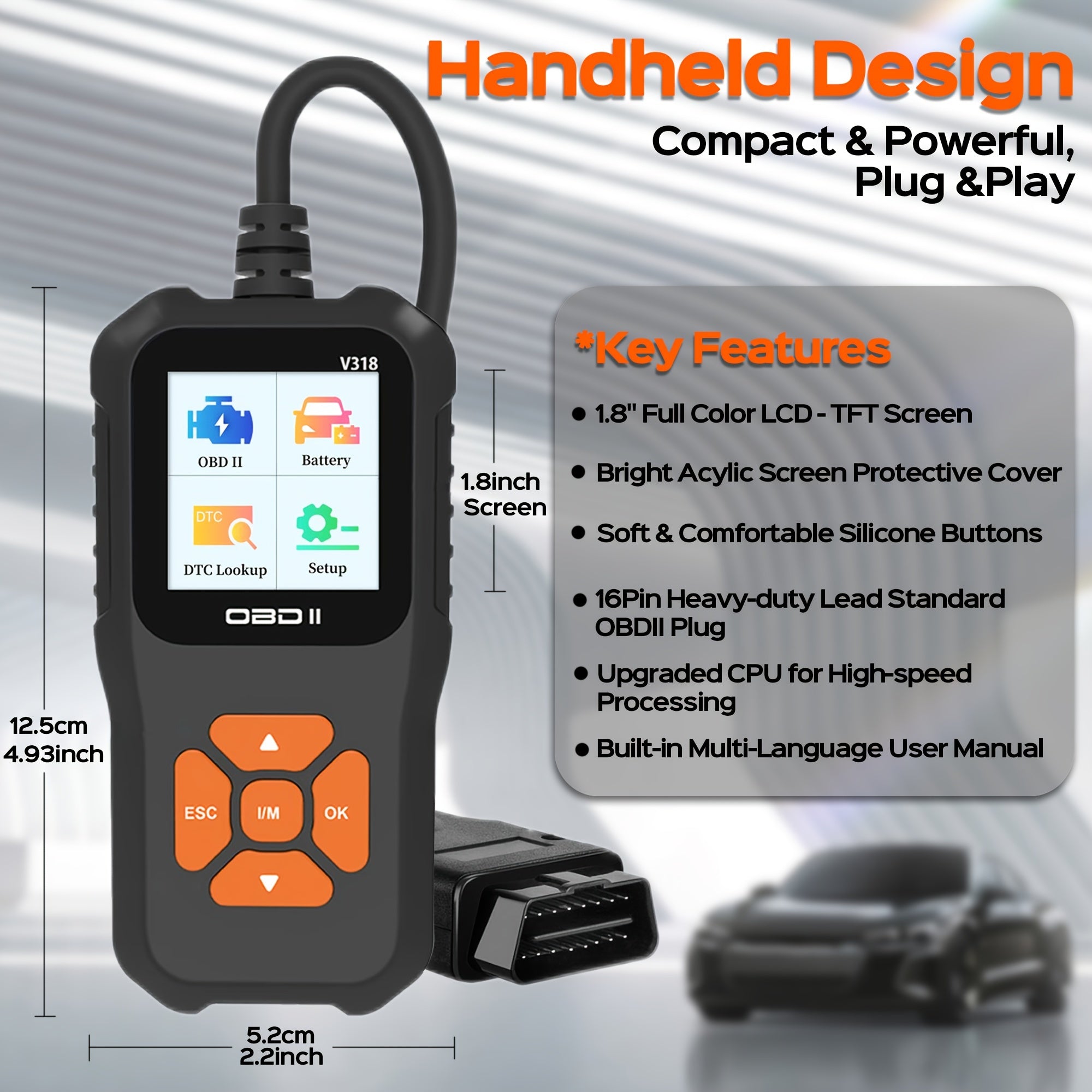 OBD2 Car Scanner Diagnostic Scan Tool V318-2,  Color ScreenVehicle Fault Code Reader , Auto Read Fault Code Check Engine Light For OBDII Protocol Cars