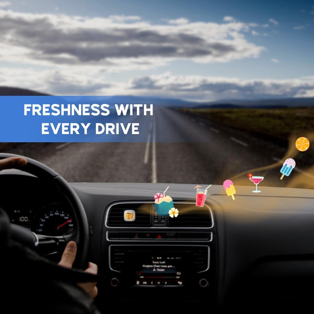 Air Jungles Serene Summer Scent Car Air Freshener Clip, 6 Car Freshener Vent Clips, 4ml Each, Long Lasting Air Freshener for Car, Up to 180 Days Car Refresher Odor Eliminator