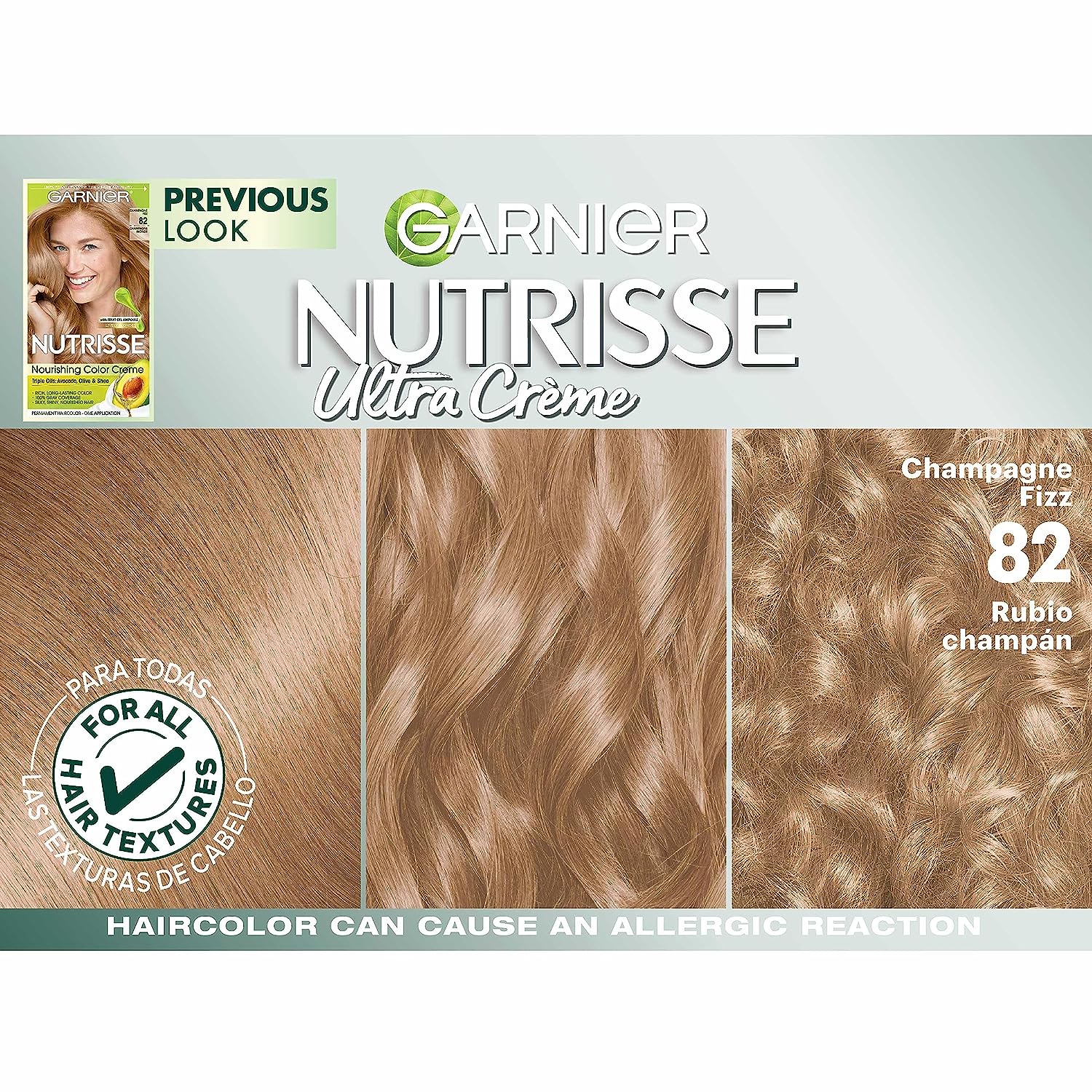 Garnier Hair Color Nutrisse Nourishing Creme, 82 Champagne Blonde (Champagne Fizz) Permanent Hair Dye, 2 Count (Packaging May Vary)