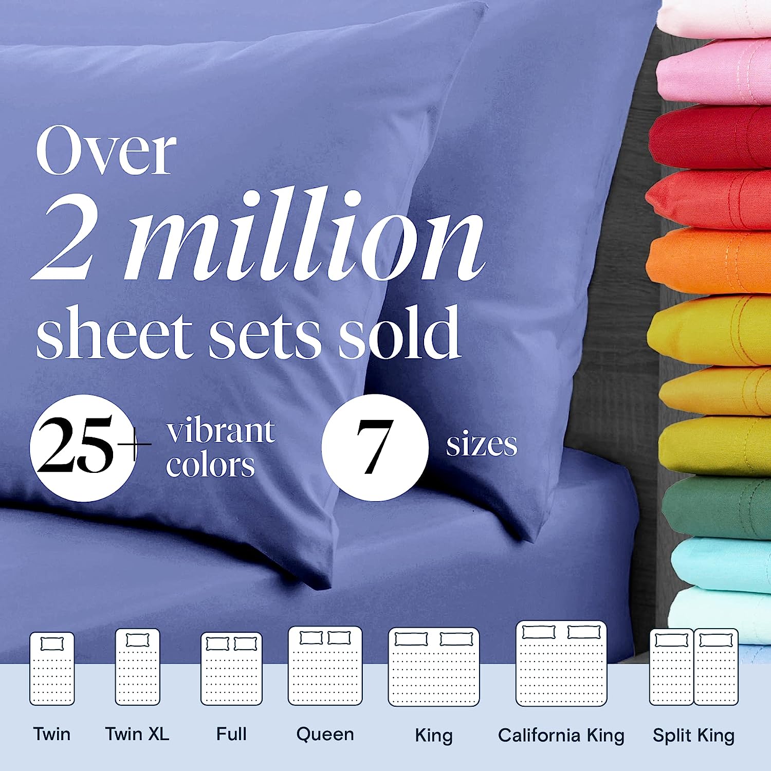 LuxClub 6 PC Queen Sheet Set Bamboo Sheets Deep Pockets 18" Eco Friendly Wrinkle Free Cooling Sheets Machine Washable Hotel Bedding Silky Soft - Violet Blue Queen