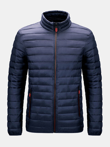mens zip front quilted solid basic padded puffer jackets with pocket