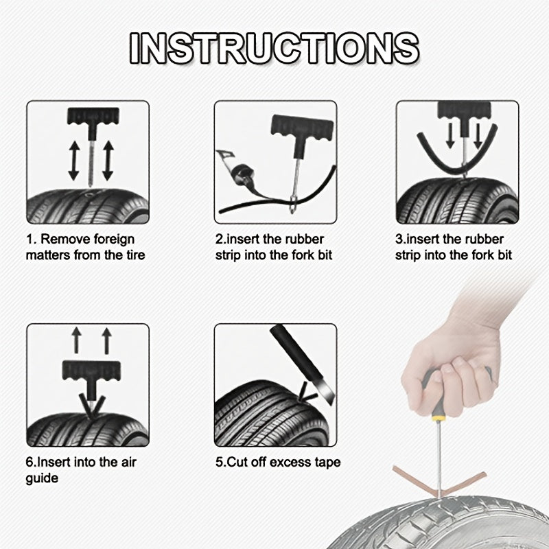 Complete Car &amp; Motorcycle Tire Repair Tool Kit - Fix Punctures &amp; Replace Tires Easily!