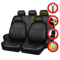 Upgrade Your Car Interior With 9Pcs/Set Quilted Leather Thread Pressing Seat Covers - Airbag Compatible &amp; Breathable!