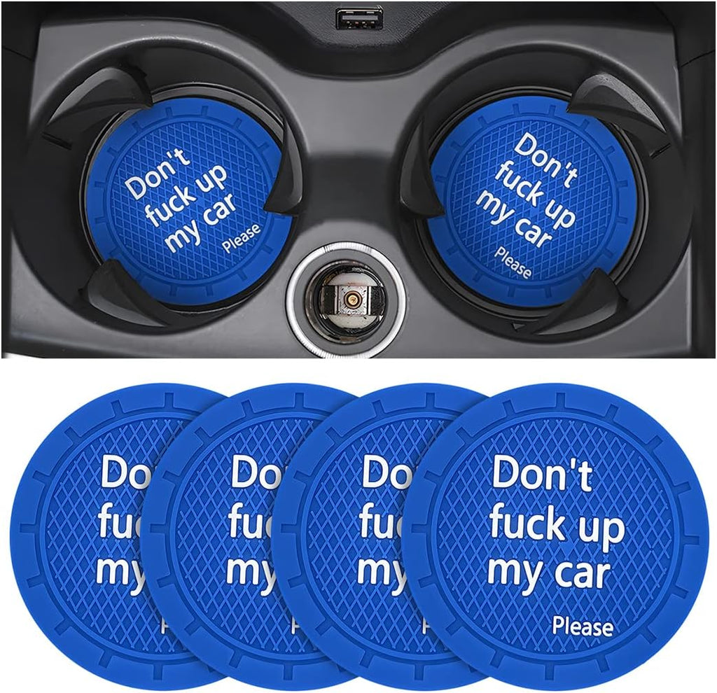 8sanlione Car Cup Coaster, 4Pcs 2.75 Inch Auto Cup Holder Insert Coasters, Non-Slip Waterproof Embedded Drink Mat, Automotive Interior Accessories for Men and Women (D Blue/4PCS)