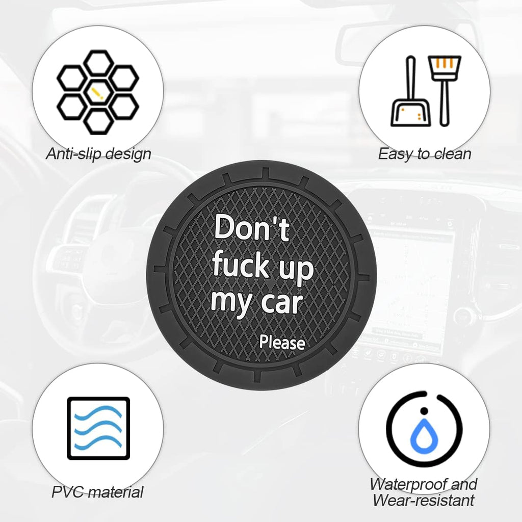 8sanlione 2 Pack Car Cup Holder Coasters, 2.75 Inch Non-Slip PVC Insert Cup Coaster, Anti-Scratch Auto Cup Mats for Women Men, Vehicle Interior Accessories Universal for Car, SUV, Truck (D Black/2PCS)