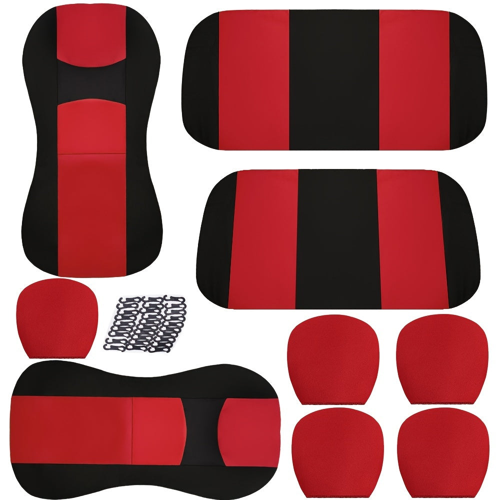 Car Seat Cover, 2mm Spon5 Seats Full Set Car Seat Cover Universal Multi-color Flat Model 9pcs Set