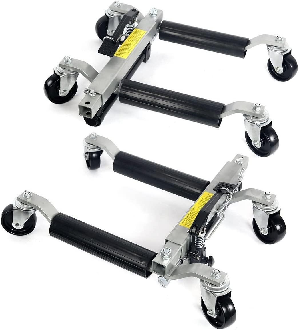Stark Set of (4) Wheel Dolly Car Skates Vehicle Positioning Hydraulic Tire Jack Truck Rv Trailer Pick Up Dolly Ratcheting Foot Pedal, 1500LBS