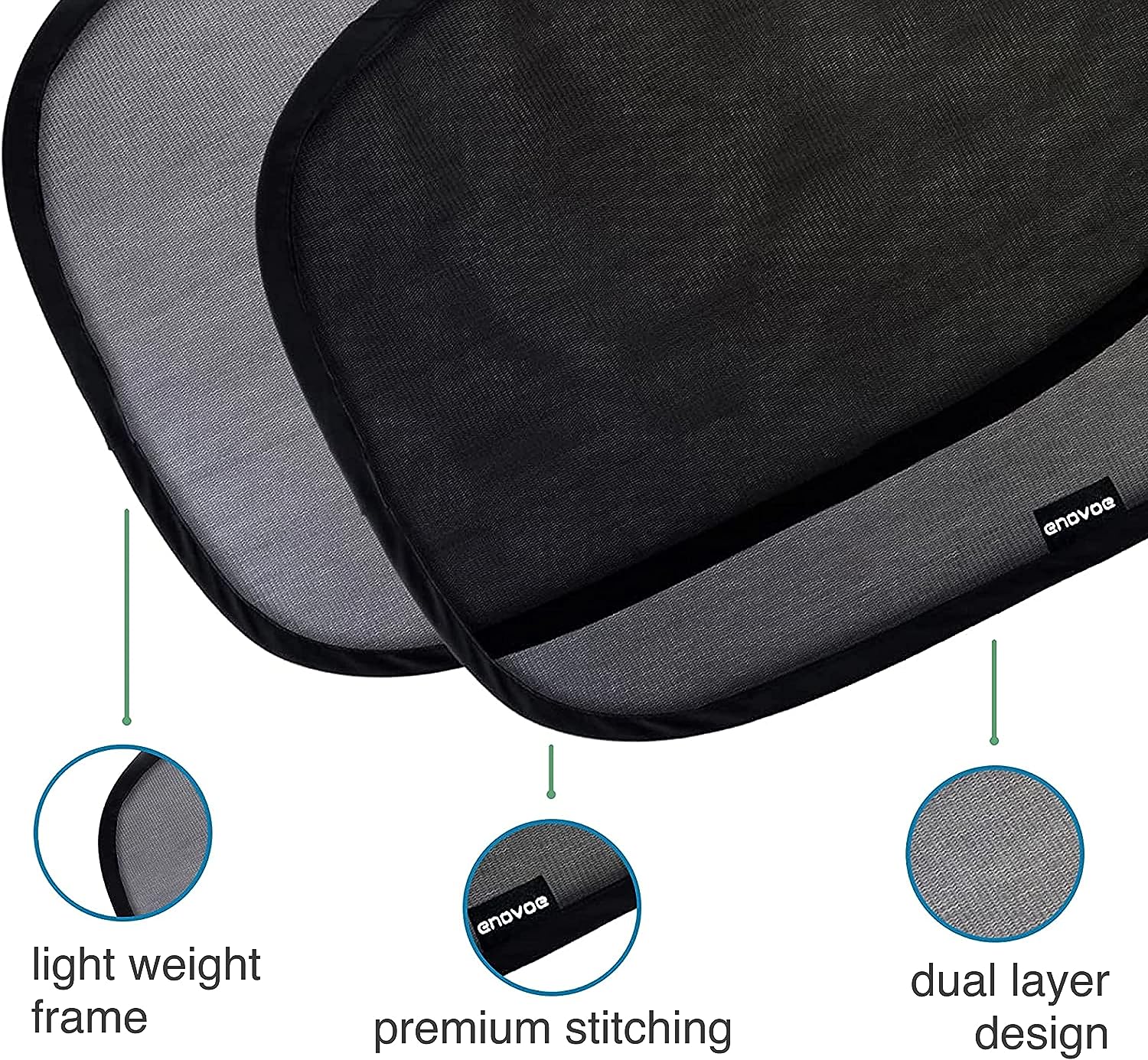 Enovoe Car Window Shade for Baby - (4 Pack) - Medium - 19" x 12" - Cling Car Sun Shade for Windows - Sun, Glare and UV Rays Protection for Your Child - Car Window Shades for Side Window