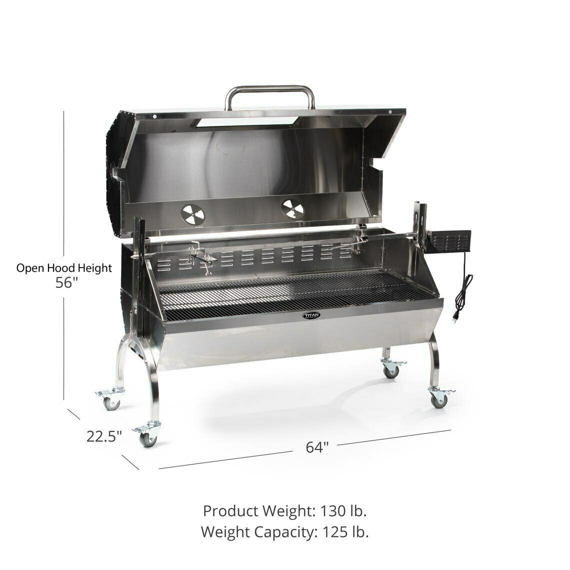 25W  Steel Rotisserie Grill, Rated 125 LB