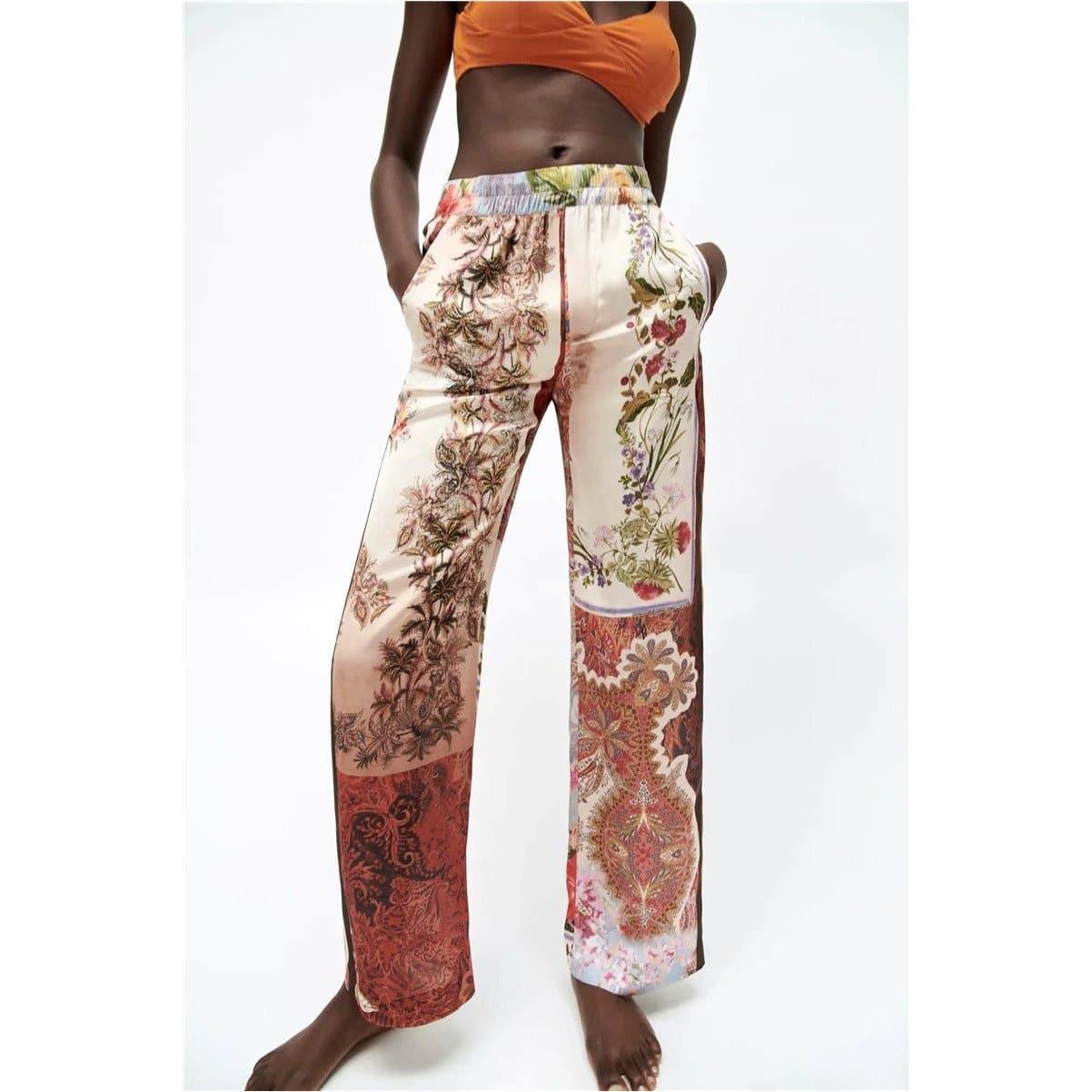 loose shrink waist straight leg pants