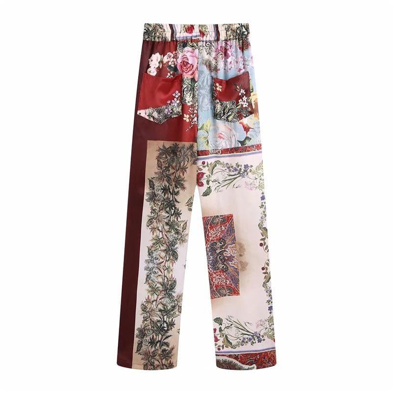 loose shrink waist straight leg pants