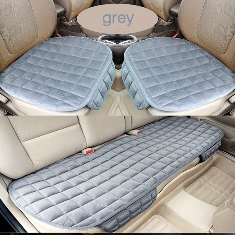 3-piece Set (52.36x19.29inch) Plush Plaid Thickened Insulation Car Seat Cushions - Car, SUV, And Truck Protectors - Car Accessories