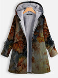 Leaf Print Plus Velvet Warm Coat