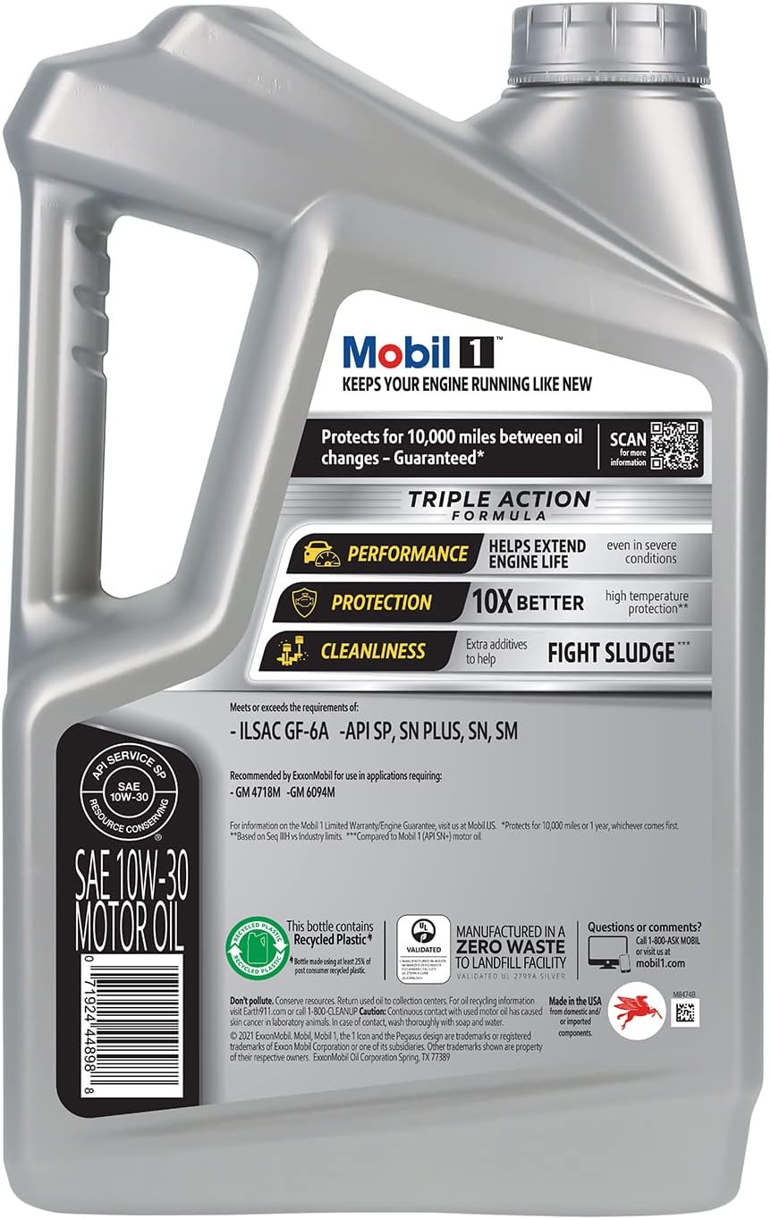 Mobil 1 Advanced Full Synthetic Motor Oil 10W-30, 5 Quart