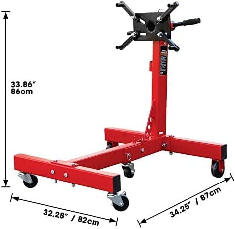 BIG RED AT37912 Torin Steel Rotating Engine Stand with 360 Degree Rotating Head and Folding Frame: 3/4 Ton (1,500 lb) Capacity, Red