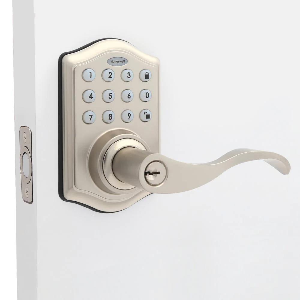 Satin Nickel Keypad Electronic Door Lever Entry Lock