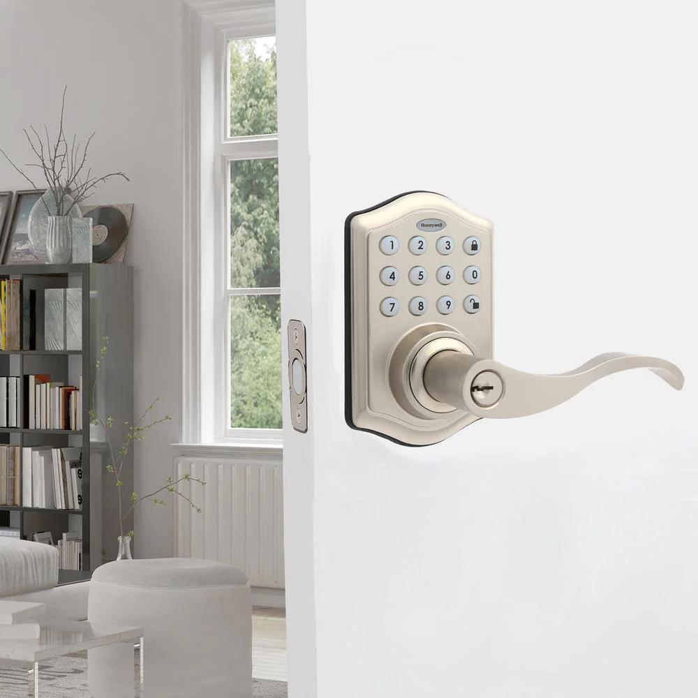 Satin Nickel Keypad Electronic Door Lever Entry Lock