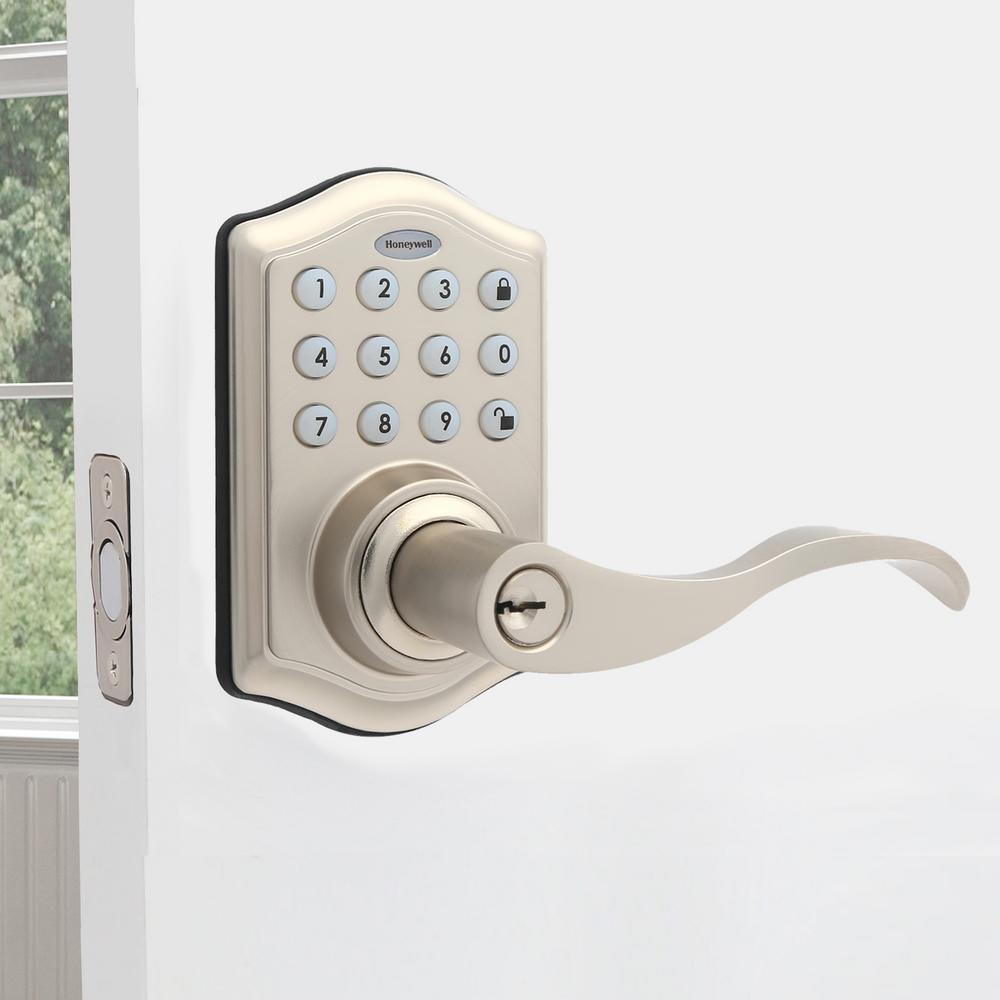 Satin Nickel Keypad Electronic Door Lever Entry Lock