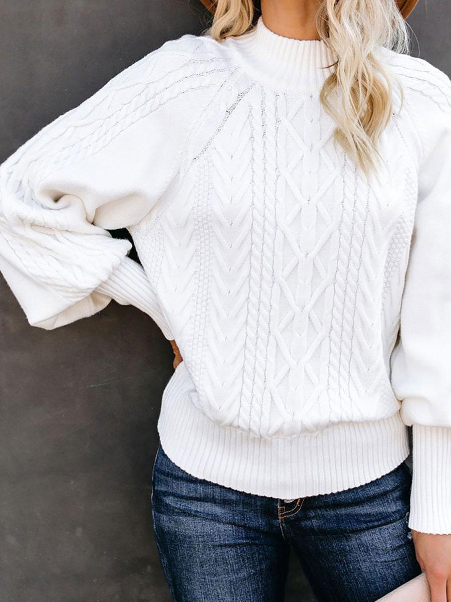 Pure Color Casual Loose Sweater Pullover