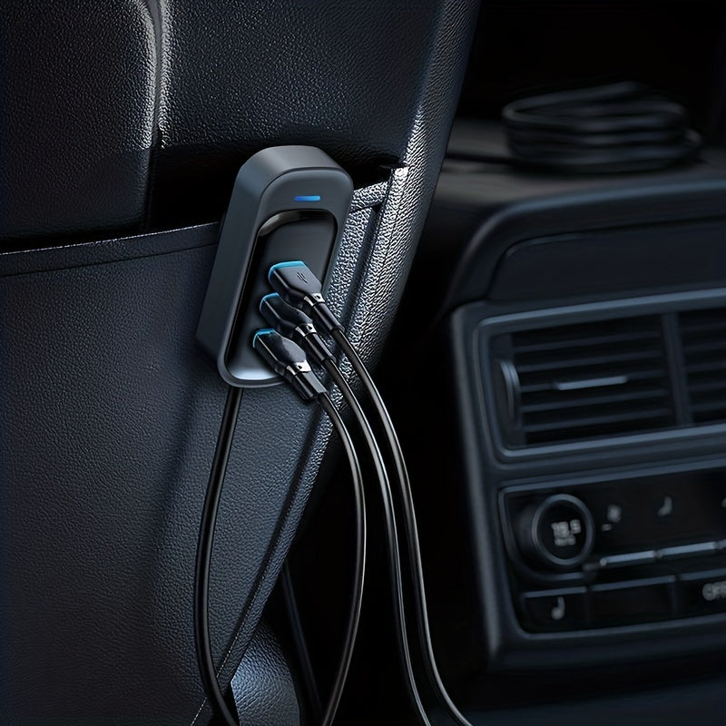81W Fast Car CharThe Front And Rear Of The 6-port Expansion Car Are Charged Simultaneously 1 Type-C 2 USB 59.06inch Extension Cable Anti-slip Clamp