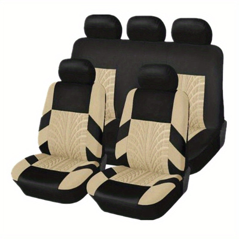 9pcs/Set 5 Seats Car Seat Covers, Breathable Split Automotive Front Rear Seat Cushion Covers, Vehicle Seat Protectors Universal For Cars, Trucks,