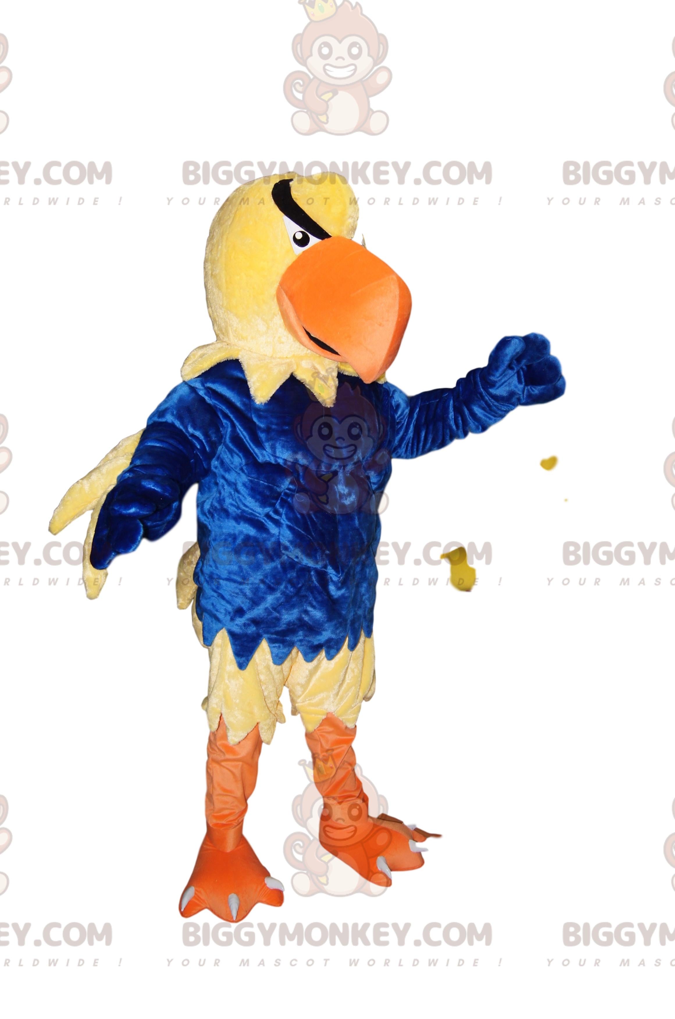 Golden Eagle BIGGYMONKEYMascot Costume with Blue Velvet Outfit