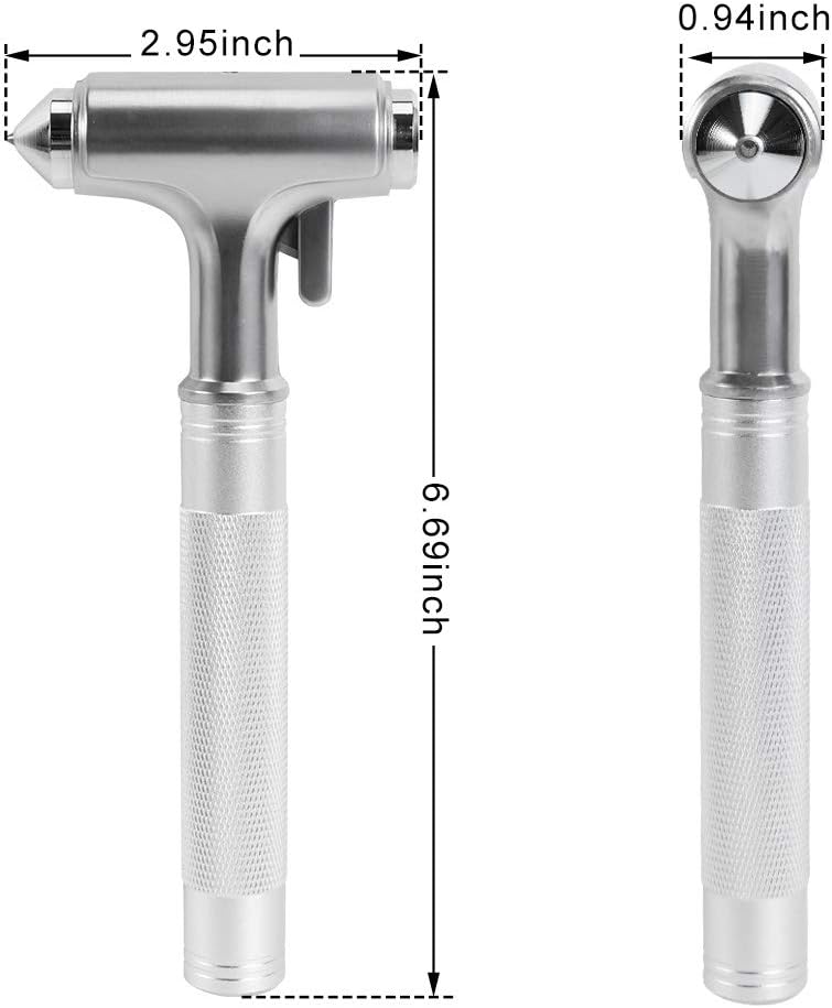 MOTORBUDDY Car Safety Hammer, Fireproof Metal Emergency Escape Hammer with Hard Alloy Head Window Breaker and Seat Belt Cutter, Aluminium Alloy Emergency Escape Tool for Car Accidents