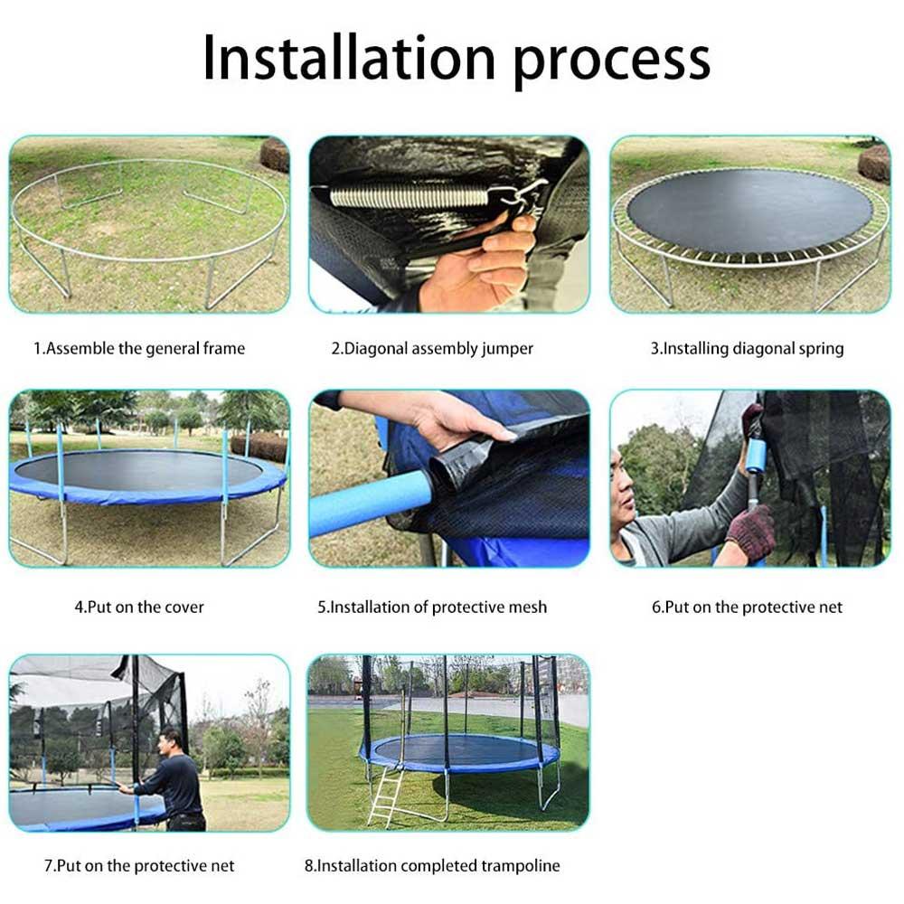8ft Trampoline with Enclosure,300 LBS Weight Capacity for 5-6 Kids, Spring Cover Padding and Ladder,Outdoor Fitness Trampoline for Kids, Adults