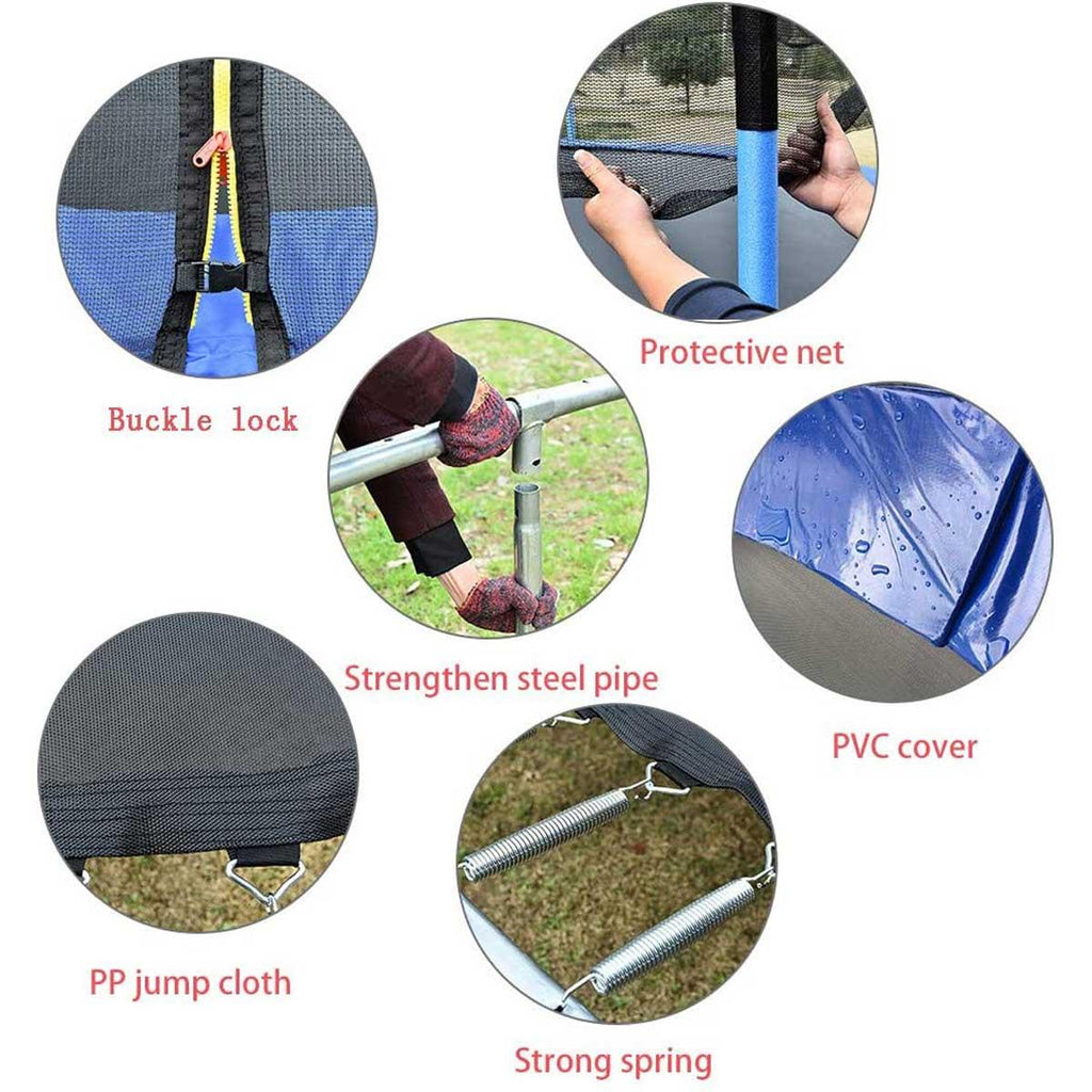 8ft Trampoline with Enclosure,300 LBS Weight Capacity for 5-6 Kids, Spring Cover Padding and Ladder,Outdoor Fitness Trampoline for Kids, Adults