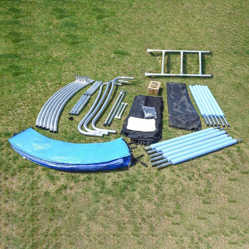 8ft Trampoline with Enclosure,300 LBS Weight Capacity for 5-6 Kids, Spring Cover Padding and Ladder,Outdoor Fitness Trampoline for Kids, Adults
