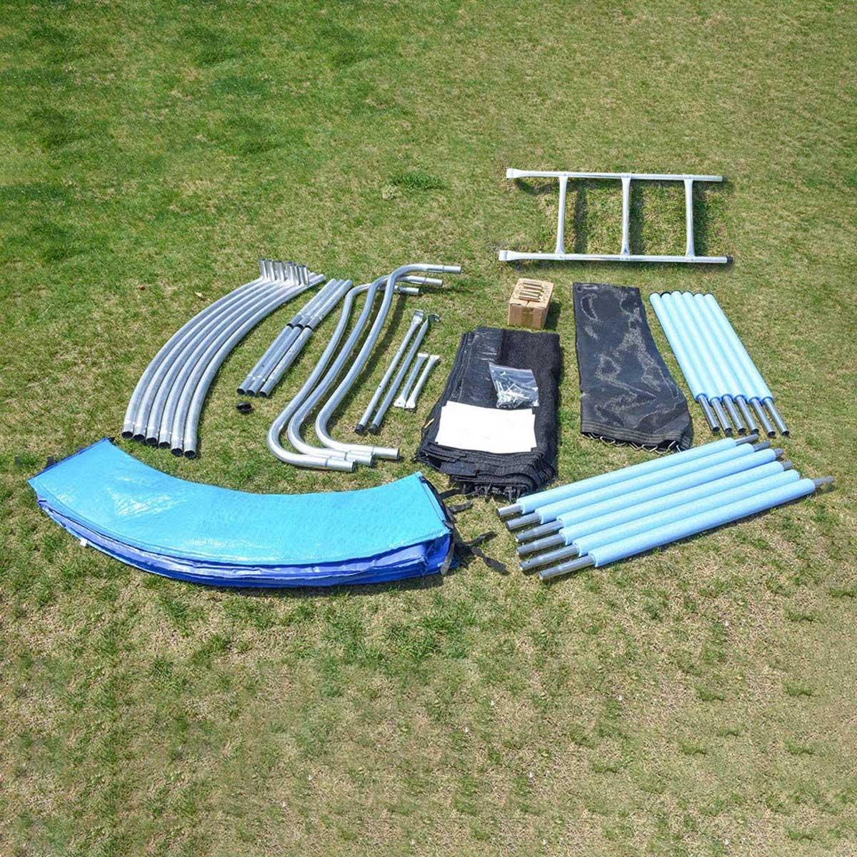 8ft Trampoline with Enclosure,300 LBS Weight Capacity for 5-6 Kids, Spring Cover Padding and Ladder,Outdoor Fitness Trampoline for Kids, Adults