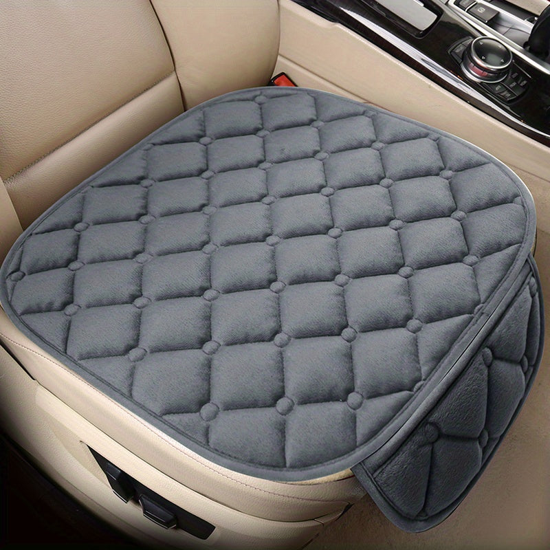 1pc/2pcs Car Seat Cover With Soft Velvet And Plaid Comfortable Memory Foam With Phone StoraBag Back Non-slip Silicone Particle Back Seat Cushion