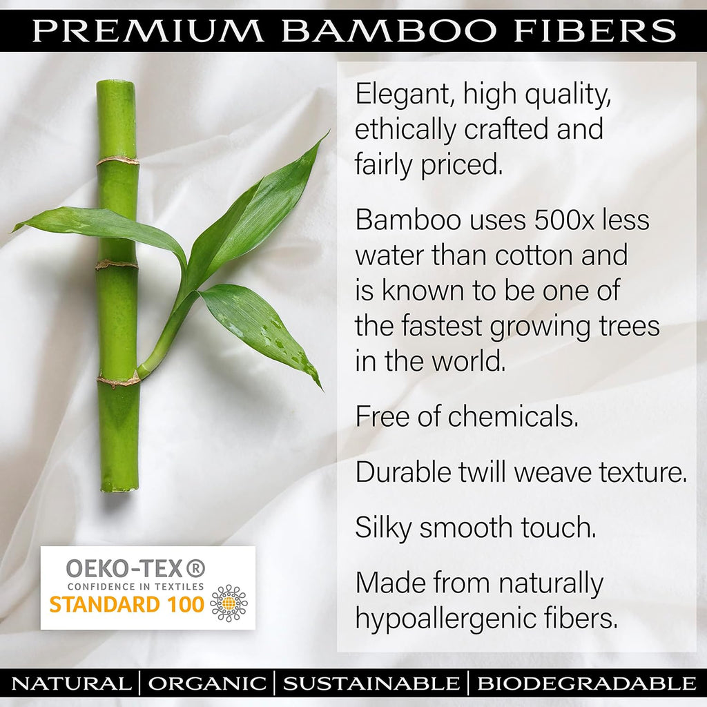Lunar - Organic Bamboo from Viscose Duvet Cover - 400 Thread Count, Eight Corner Ties, Breathable &amp; Soft as Silk- Ideal Bamboo Duvet Cover for Hot Sleepers