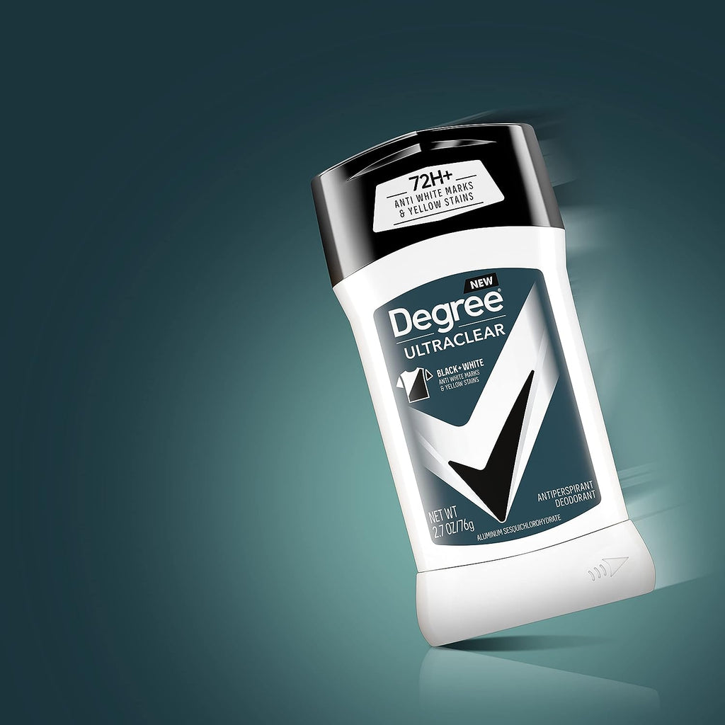 Degree Men UltraClear Antiperspirant Deodorant Black + White 4 count 72-Hour Sweat &amp; Odor Protection Antiperspirant For Men With MotionSense Technology 2.70 Ounce (Pack of 4)