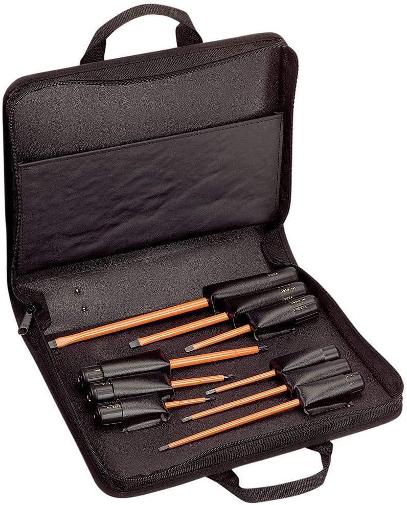 Klein Tools 33528 Insulated Screwdriver Kit with Carrying Case, 1000 V, Cushion Grip, 9-Piece
