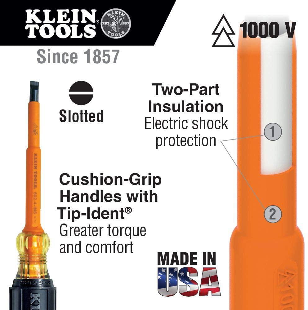 Klein Tools 33528 Insulated Screwdriver Kit with Carrying Case, 1000 V, Cushion Grip, 9-Piece