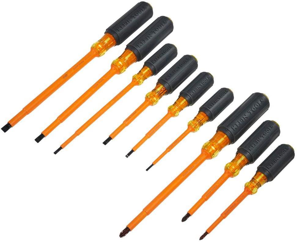 Klein Tools 33528 Insulated Screwdriver Kit with Carrying Case, 1000 V, Cushion Grip, 9-Piece