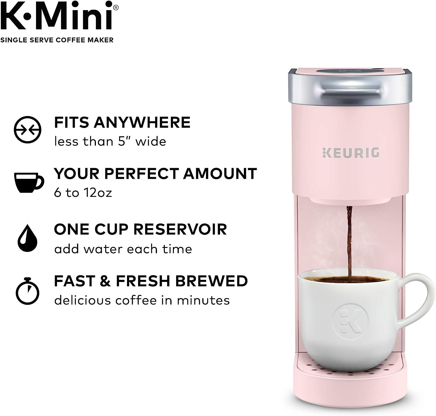 Keurig K-Mini Single Serve K-Cup Pod Coffee Maker, Dusty Rose