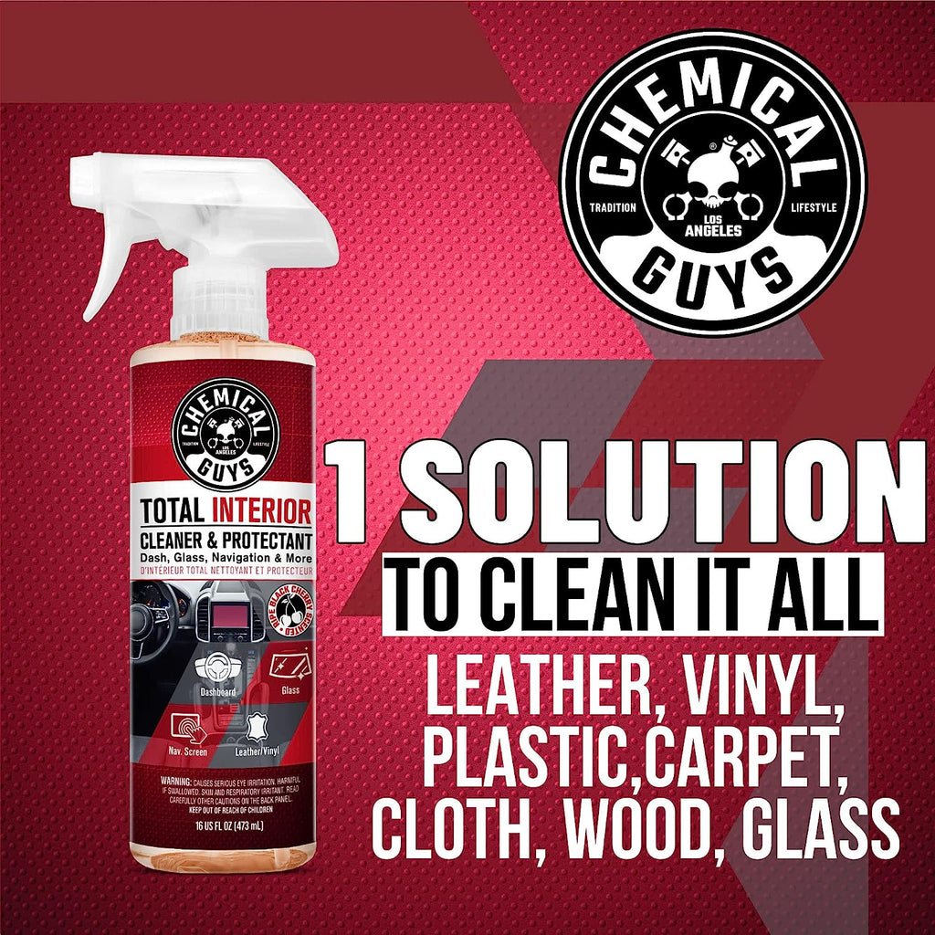 Chemical Guys SPI22516 Total Interior Cleaner &amp; Protectant (Safe on Dash, Leather, Vinyl, Plastics, Trim, Glass, Fabric &amp; More), 16 fl oz (Black Cherry Scent)