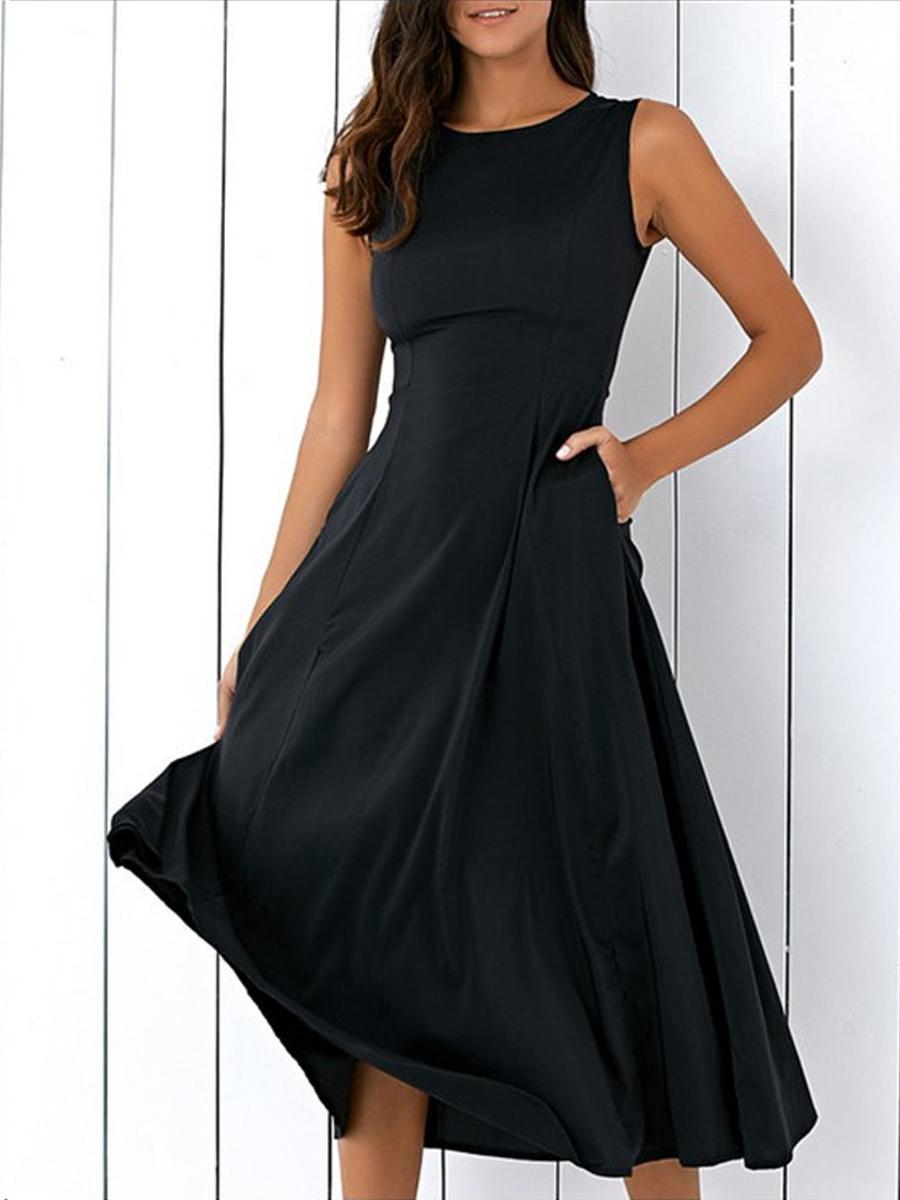 Casual Sleeveless Round Neck Dress