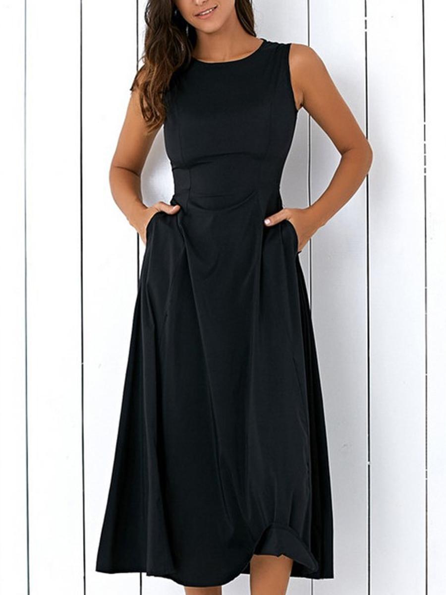 Casual Sleeveless Round Neck Dress