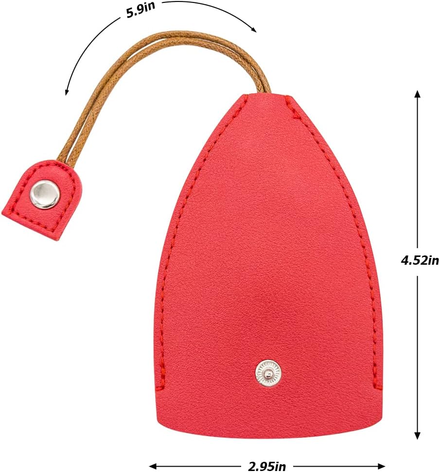 Car Key Case, 2PCS Creative Pull-Out Key Sleeve Keychain Bags, PU Leather Large-Capacity Protective Key Holder Hook (Red)