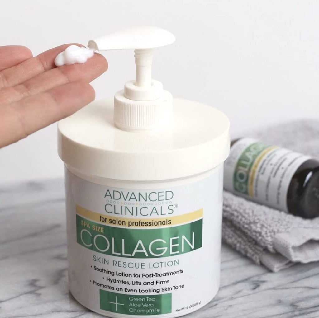 Advanced Clinicals Collagen Lotion Dry Skin Rescue Face &amp; Body Moisturizing Skin Care Cream For Lifting, Firming, &amp; Tightening Skin. Anti Aging Skincare Moisturizer Helps Hydrate Skin, Large 16 Ounce