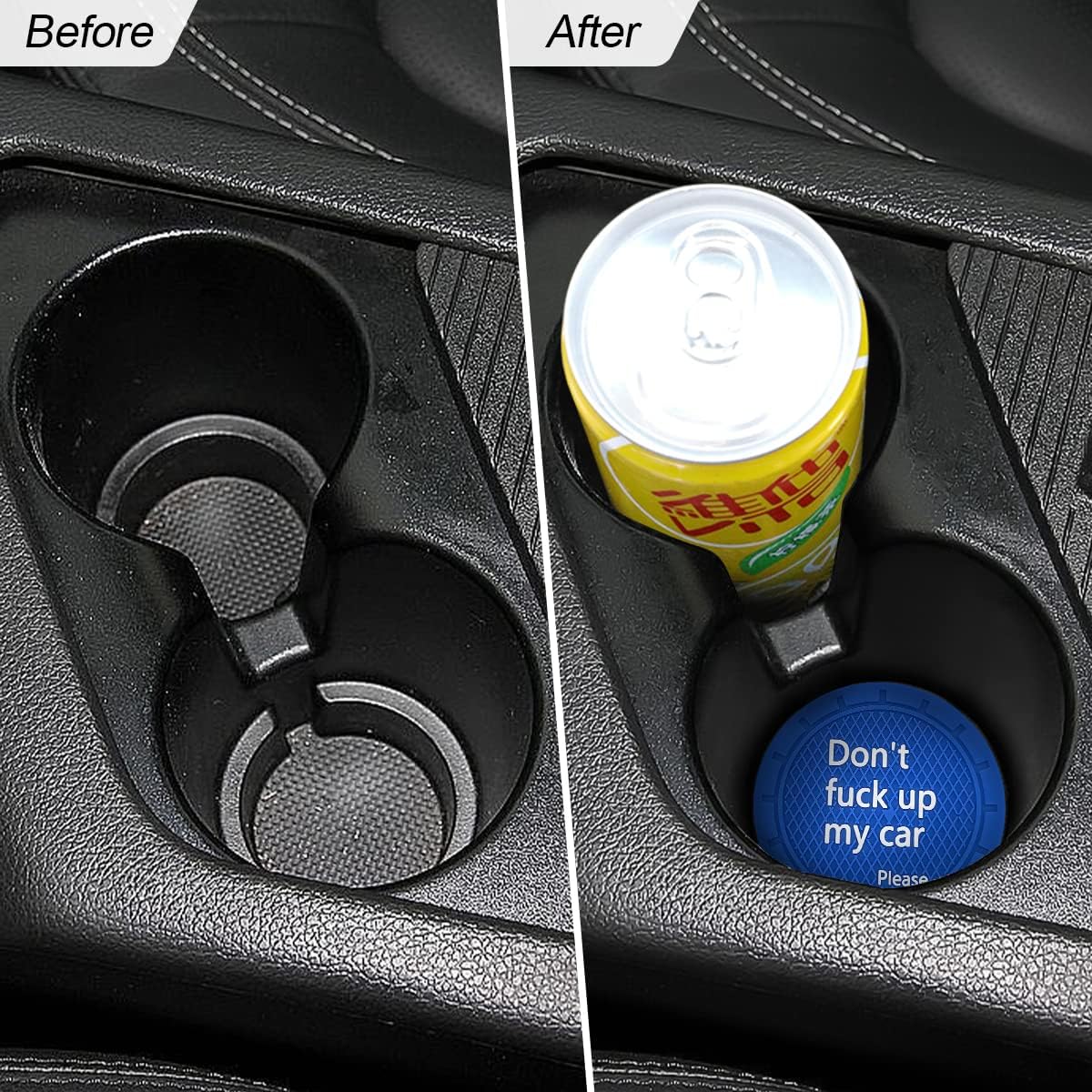 8sanlione Car Cup Coaster, 4Pcs 2.75 Inch Auto Cup Holder Insert Coasters, Non-Slip Waterproof Embedded Drink Mat, Automotive Interior Accessories for Men and Women (D Blue/4PCS)