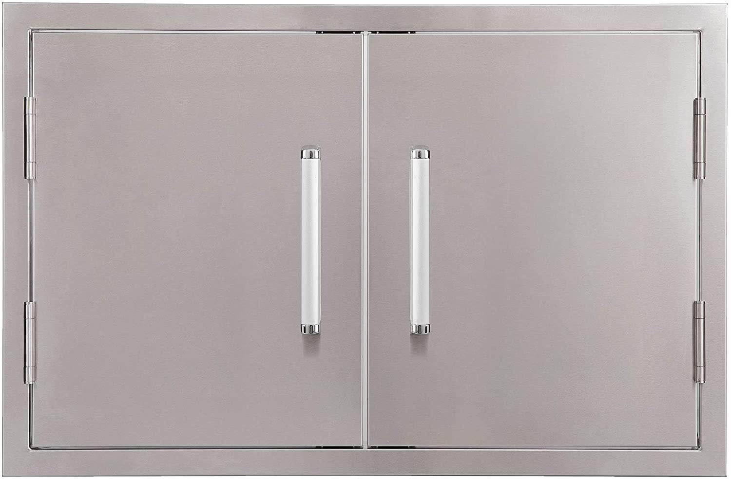 Outdoor Kitchen Double Access Doors,33X22 Inch BBQ Grill Doors,Full 304