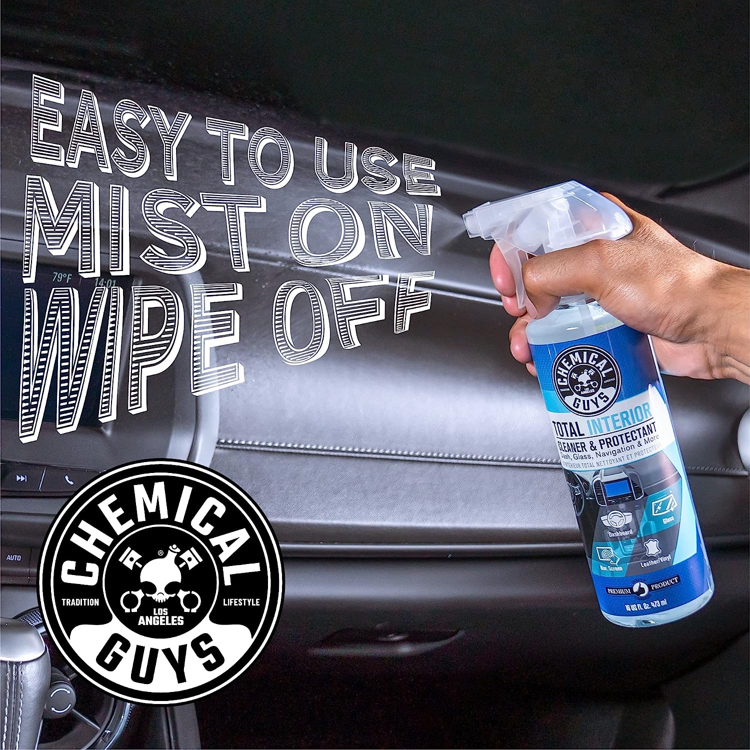 Chemical Guys SPI22016 Total Interior Cleaner and Protectant, Safe for Cars, Trucks, SUVs, Jeeps, Motorcycles, RVs &amp; More, 16 fl oz