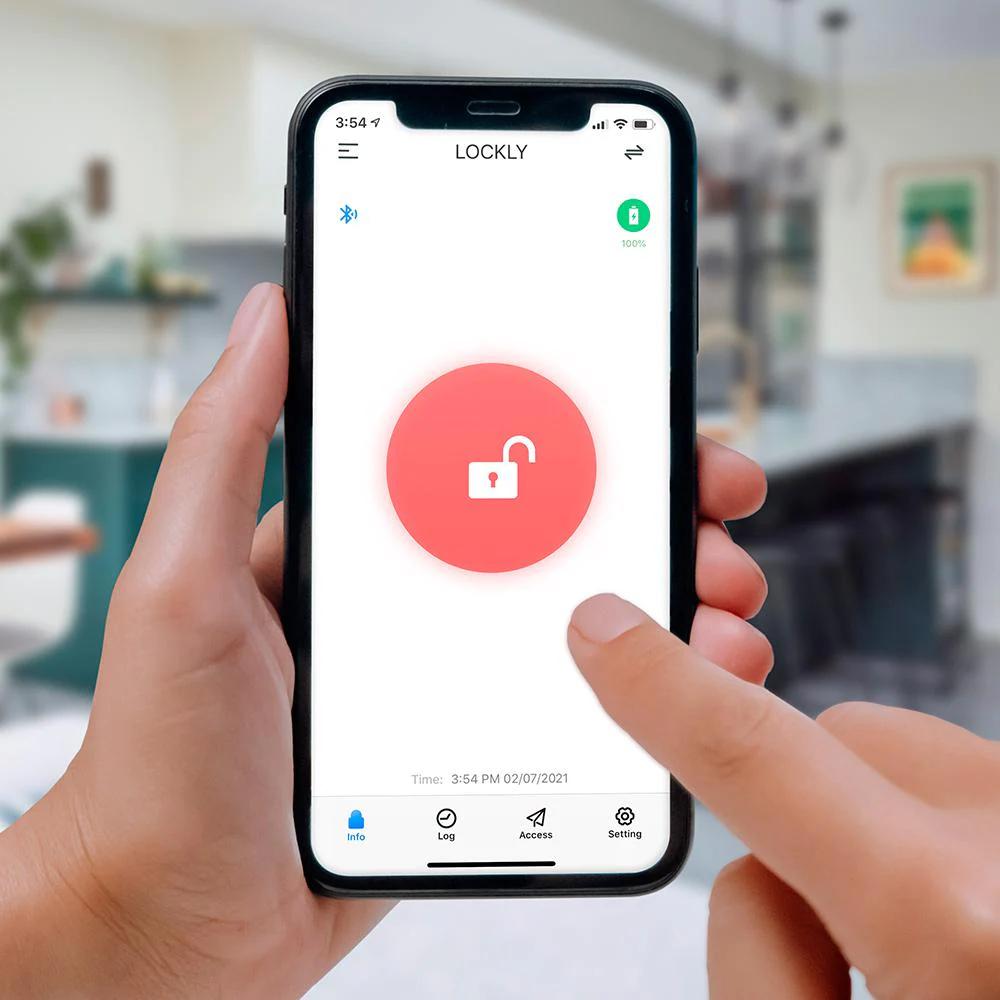 Secure Plus Matte Black Single-Cylinder Smart Lock Latch with Keypad, Bluetooth and Fingerprint