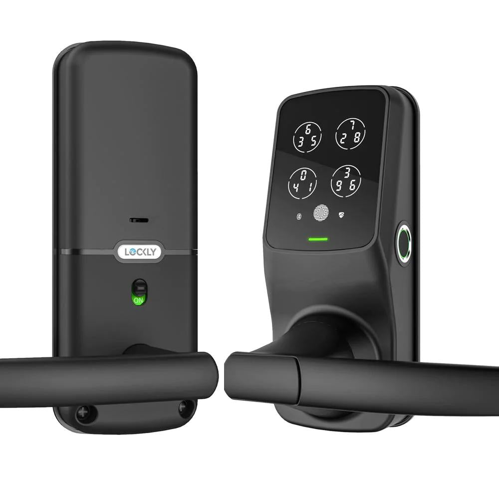 Secure Plus Matte Black Single-Cylinder Smart Lock Latch with Keypad, Bluetooth and Fingerprint