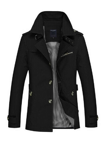 business casual coat washed cotton turndown collar jacket for men